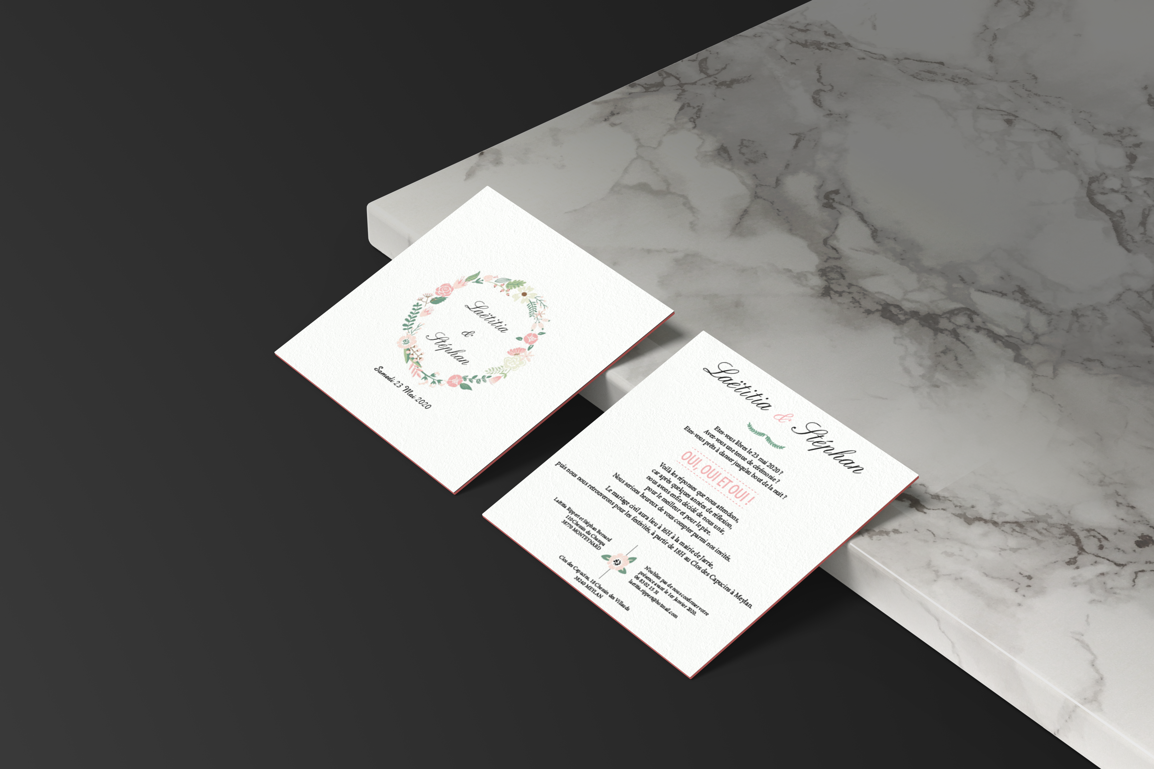 Mockup de l'invitation de mariage